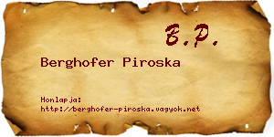 Berghofer Piroska névjegykártya
